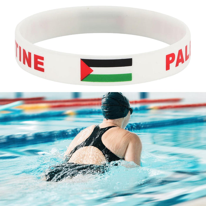 Crofta Palestine Wristband Palestinian Flag Bangle Sport Games Palestinian Bracelet White