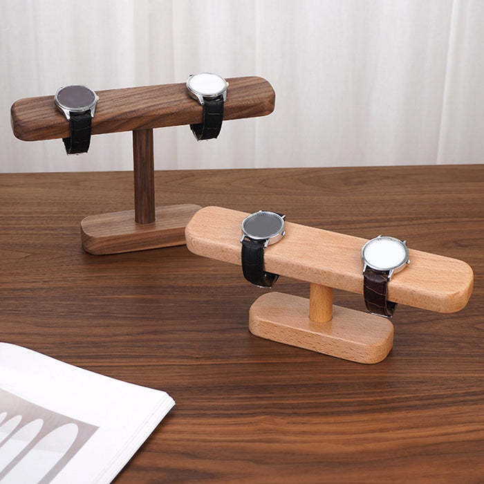 Crofta Watch Display Stand Modern Wristwatch Rack Multifunctional Wood Watch Holder S Beech