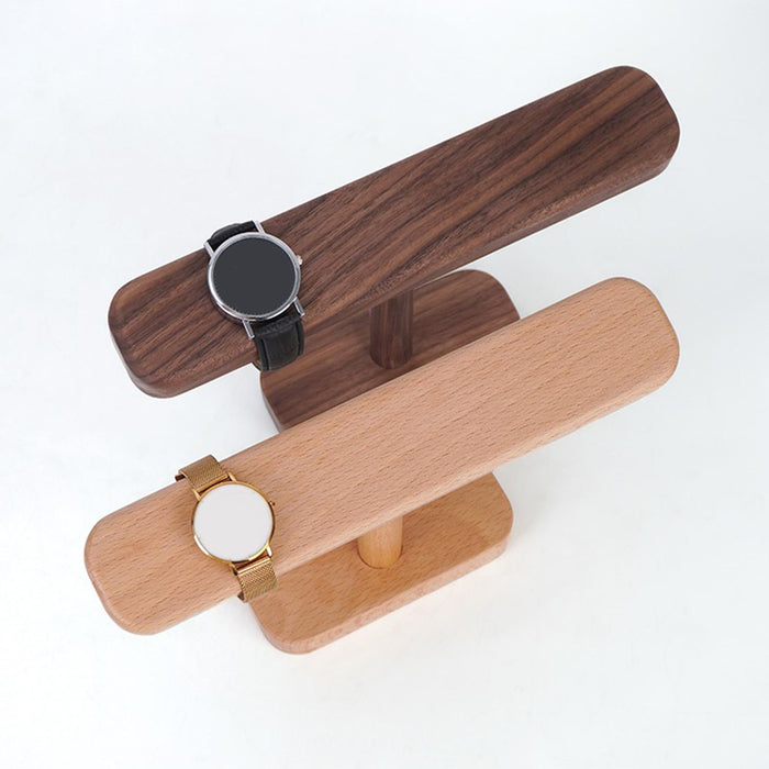 Crofta Watch Display Stand Modern Wristwatch Rack Multifunctional Wood Watch Holder L Beech