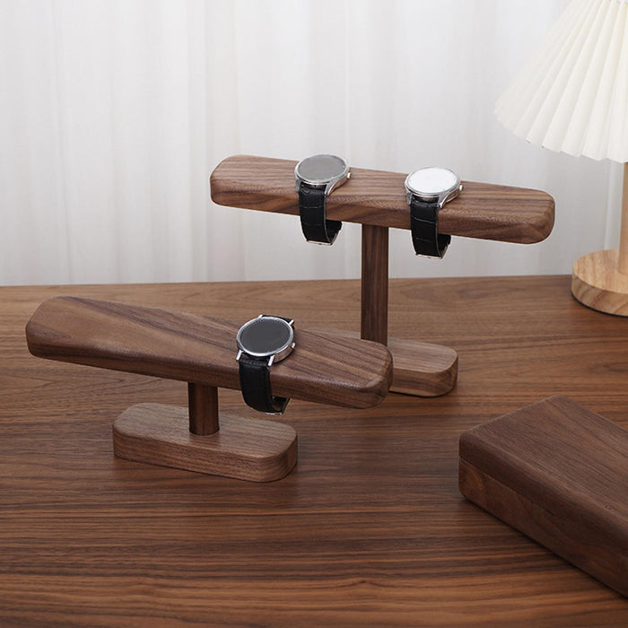 Crofta Watch Display Stand Modern Wristwatch Rack Multifunctional Wood Watch Holder S Walnut