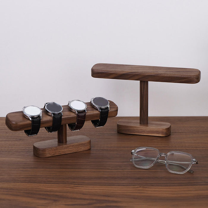 Crofta Watch Display Stand Modern Wristwatch Rack Multifunctional Wood Watch Holder S Walnut