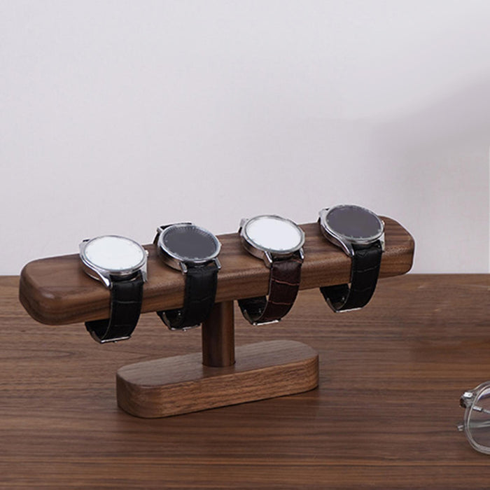 Crofta Watch Display Stand Modern Wristwatch Rack Multifunctional Wood Watch Holder S Walnut