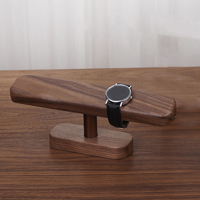 Crofta Watch Display Stand Modern Wristwatch Rack Multifunctional Wood Watch Holder S Walnut