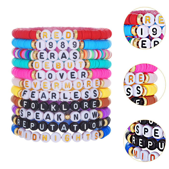 Crofta 11x Friendship Bracelets Colorful Letter Bracelets Fashion Inspire Bracelets