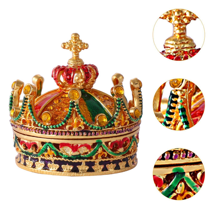 Crofta Crown Jewelry Box Cute Unique Trinket Box for Earrings Stud Necklace Pendant