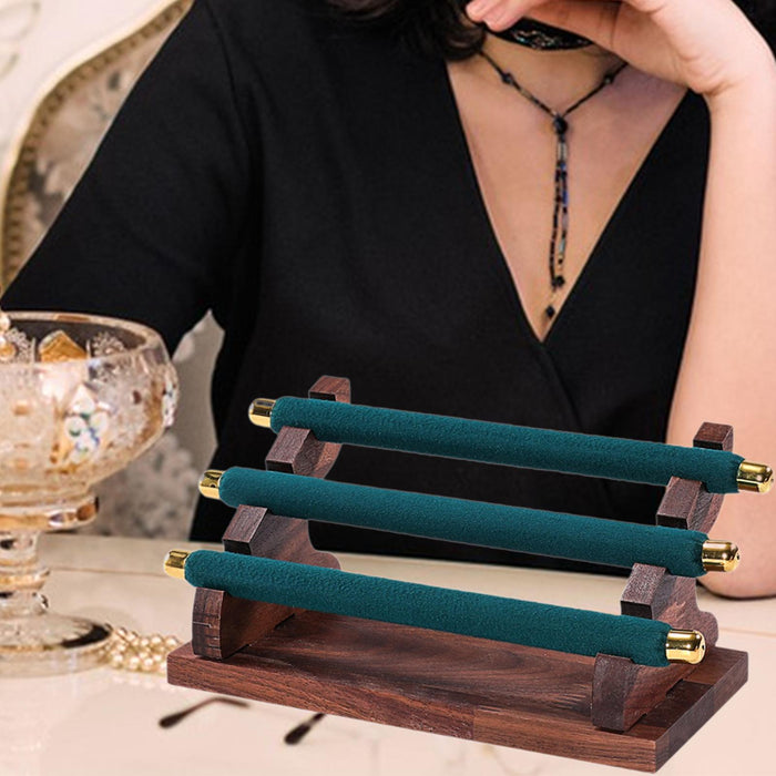 Crofta Rings Display Stand Jewelry Organizer for Dressing Table Countertop Tabletop Green 22x10.5x9.5cm