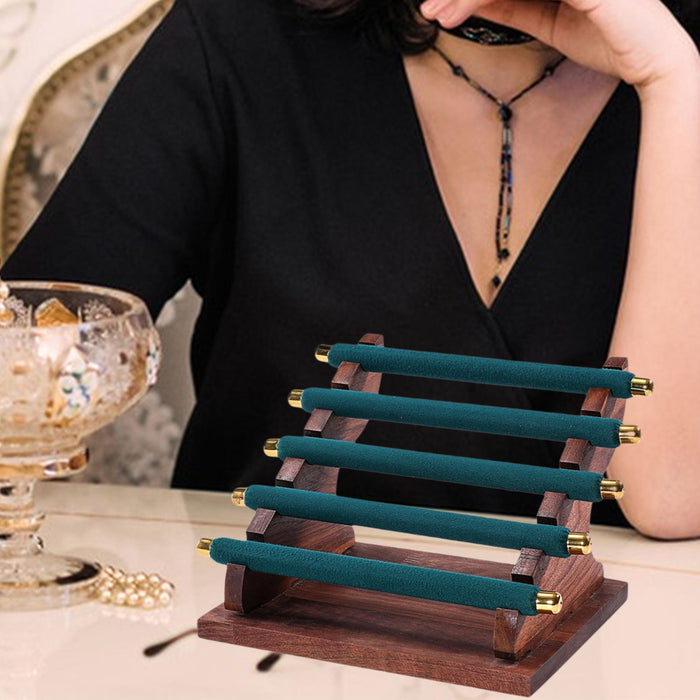 Crofta Rings Display Stand Jewelry Organizer for Dressing Table Countertop Tabletop Green 22x16.5x15.5cm