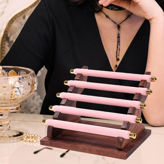 Crofta Rings Display Stand Jewelry Organizer for Dressing Table Countertop Tabletop Pink 22x16.5x15.5cm