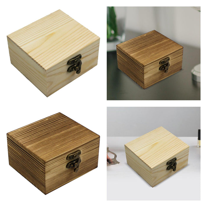 Crofta Wooden Jewelry Box Desktop Jewelry Storage Box for Rings Bracelets Necklaces Wood