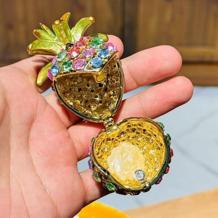 Crofta Pineapple Trinket Box Decor Pineapple Decorative Box for Charm Rings Earring Green