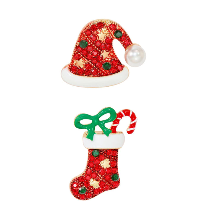 Crofta Christmas Brooch Pin Fashion Xmas Decoration Elegant Corsage Lapel Pin Badge Christmas Hat