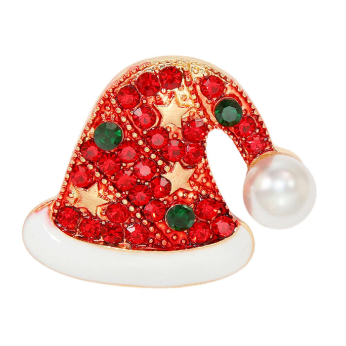 Crofta Christmas Brooch Pin Fashion Xmas Decoration Elegant Corsage Lapel Pin Badge Christmas Hat