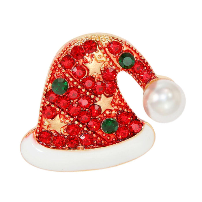 Crofta Christmas Brooch Pin Fashion Xmas Decoration Elegant Corsage Lapel Pin Badge Christmas Hat