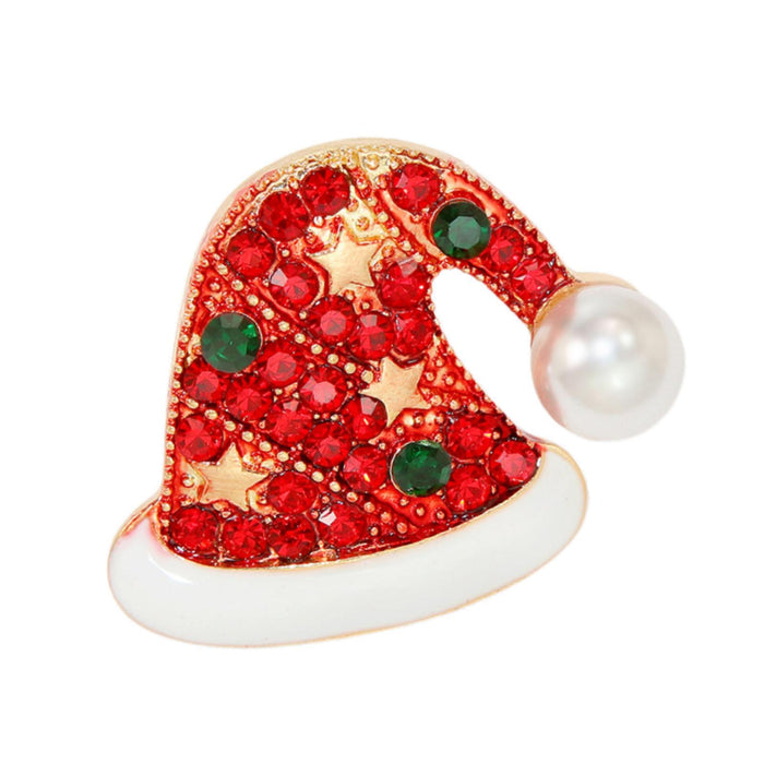 Crofta Christmas Brooch Pin Fashion Xmas Decoration Elegant Corsage Lapel Pin Badge Christmas Hat