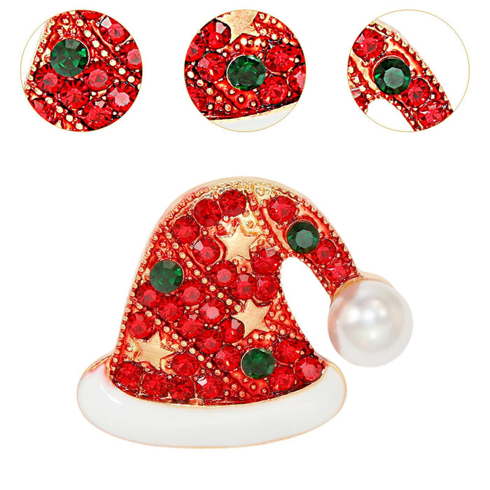 Crofta Christmas Brooch Pin Fashion Xmas Decoration Elegant Corsage Lapel Pin Badge Christmas Hat