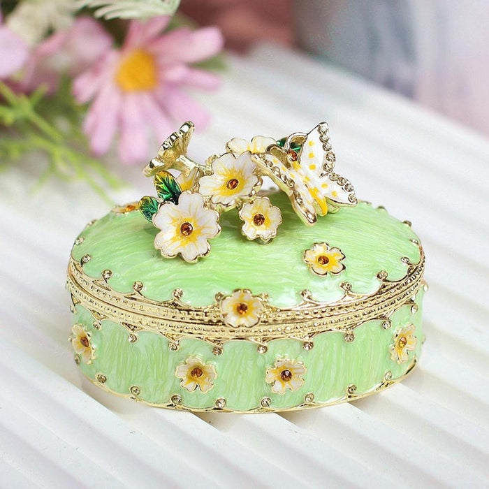 Crofta Jewelry Box Alloy Tabletop Creative Treasure Case Decorative Box Trinket Box Green