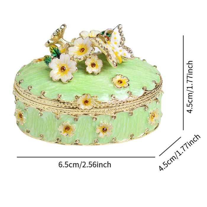 Crofta Jewelry Box Alloy Tabletop Creative Treasure Case Decorative Box Trinket Box Green