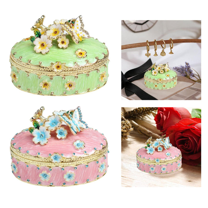 Crofta Jewelry Box Alloy Tabletop Creative Treasure Case Decorative Box Trinket Box Green