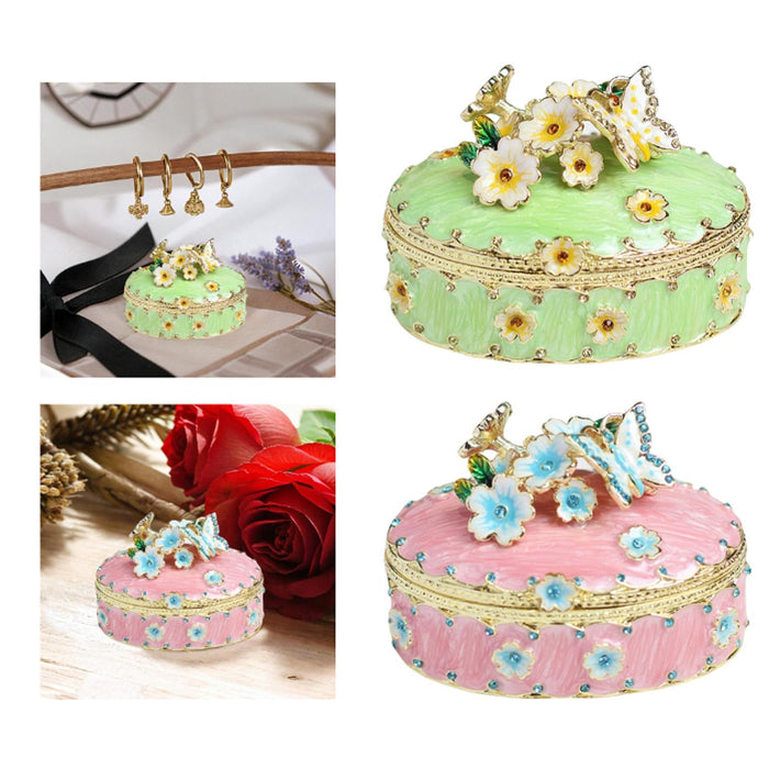 Crofta Jewelry Box Alloy Tabletop Creative Treasure Case Decorative Box Trinket Box Green