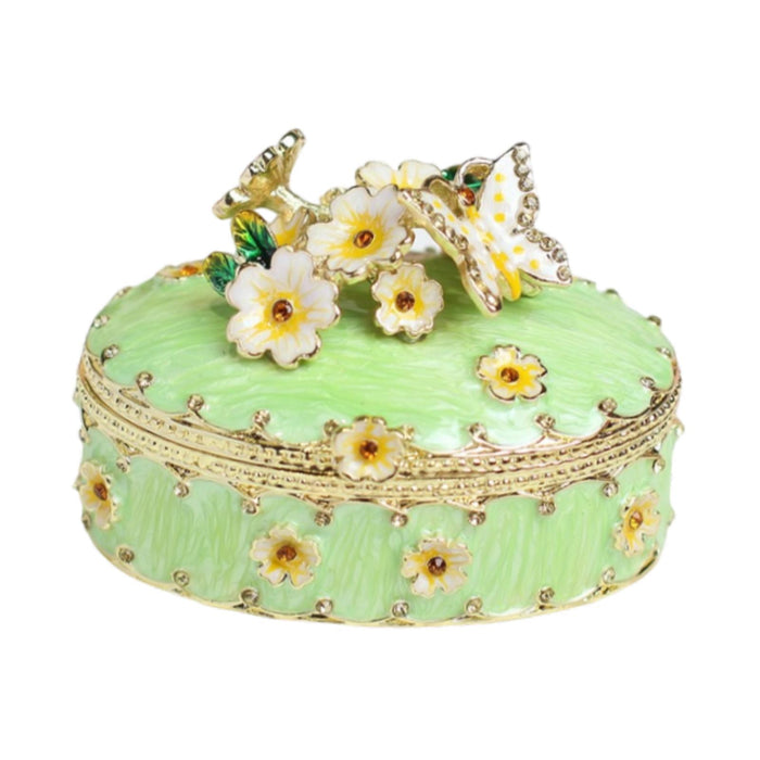 Crofta Jewelry Box Alloy Tabletop Creative Treasure Case Decorative Box Trinket Box Green