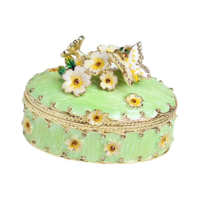 Crofta Jewelry Box Alloy Tabletop Creative Treasure Case Decorative Box Trinket Box Green