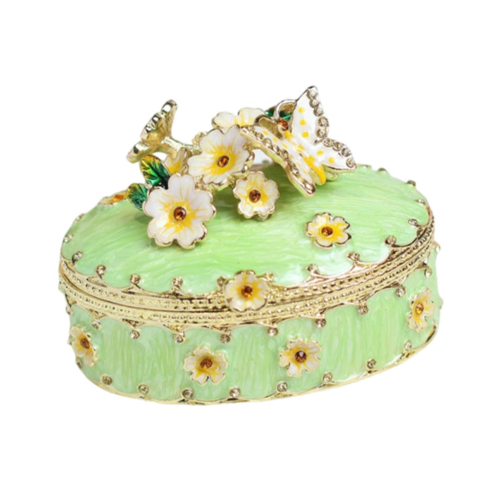 Crofta Jewelry Box Alloy Tabletop Creative Treasure Case Decorative Box Trinket Box Green