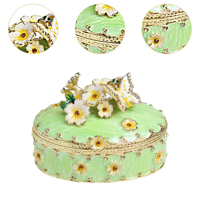 Crofta Jewelry Box Alloy Tabletop Creative Treasure Case Decorative Box Trinket Box Green