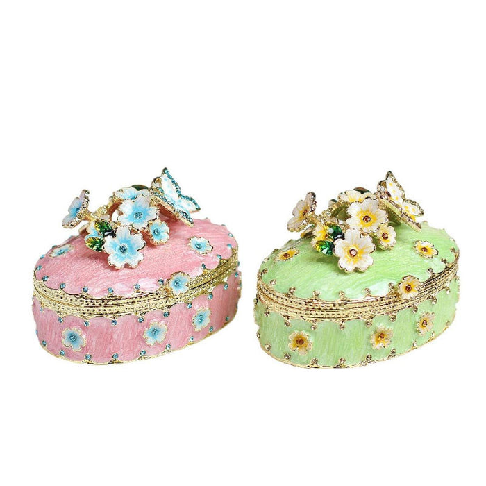 Crofta Jewelry Box Alloy Tabletop Creative Treasure Case Decorative Box Trinket Box Green