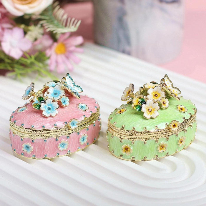 Crofta Jewelry Box Alloy Tabletop Creative Treasure Case Decorative Box Trinket Box Green