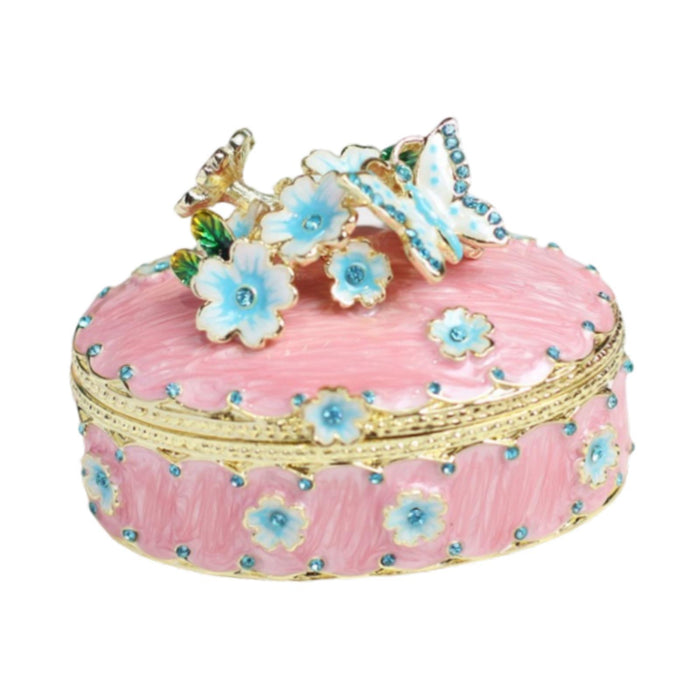 Crofta Jewelry Box Alloy Tabletop Creative Treasure Case Decorative Box Trinket Box Pink