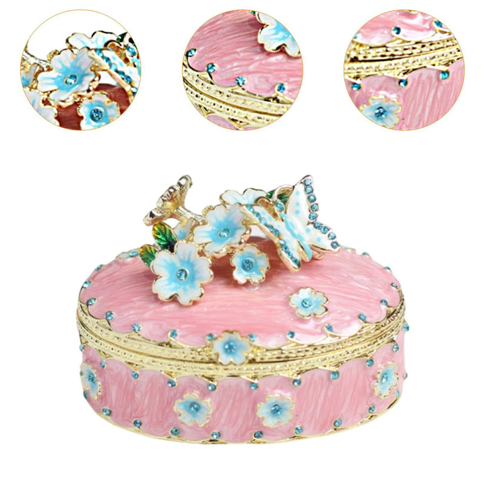 Crofta Jewelry Box Alloy Tabletop Creative Treasure Case Decorative Box Trinket Box Pink