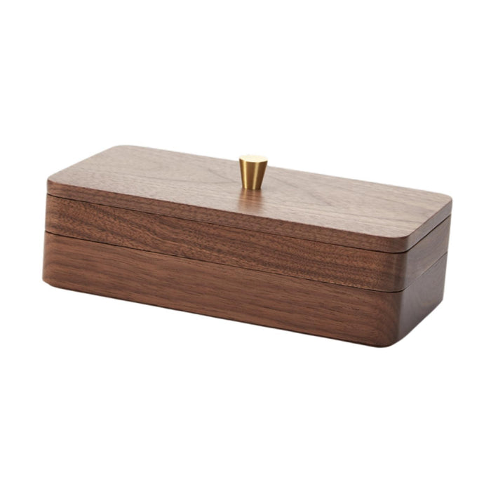 Crofta Wooden Jewelry Box Walnut 2 Layer Trinket Box for Watches Bracelets Earrings