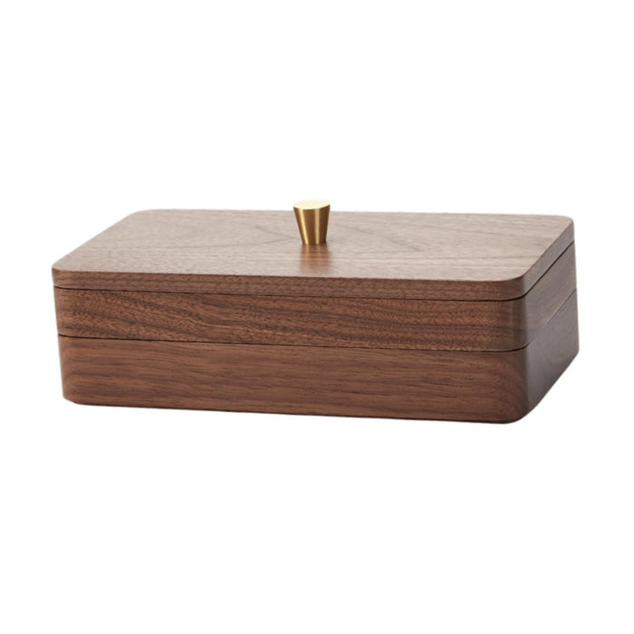 Crofta Wooden Jewelry Box Walnut 2 Layer Trinket Box for Watches Bracelets Earrings