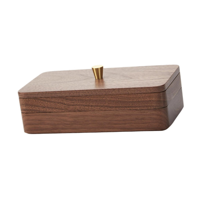 Crofta Wooden Jewelry Box Walnut 2 Layer Trinket Box for Watches Bracelets Earrings