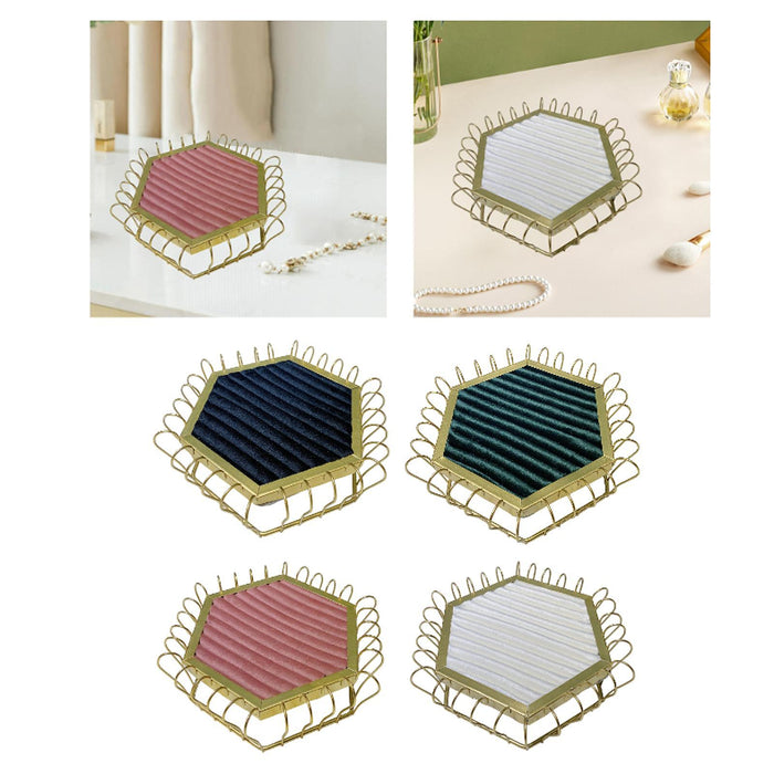 Crofta Rings Display Tray Showcase Props Ear Studs Organizer for Dresser Store Shop Pink