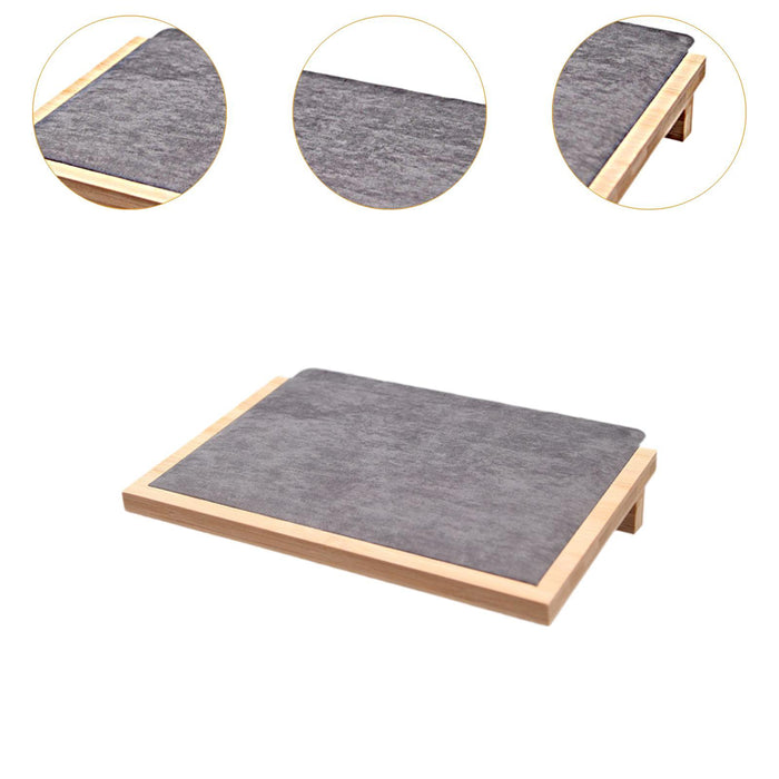 Crofta Bamboo Jewelry Display Tray Stand Handcraft Soft for Show Dresser Displaying Large Deep Grey