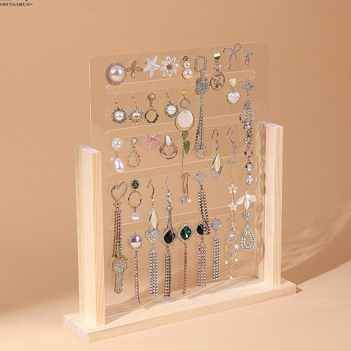 Crofta Acrylic Earring Holder Desk Jewelry Storage Rack for Rings Necklace Earrings