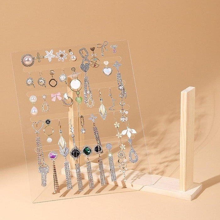 Crofta Acrylic Earring Holder Desk Jewelry Storage Rack for Rings Necklace Earrings