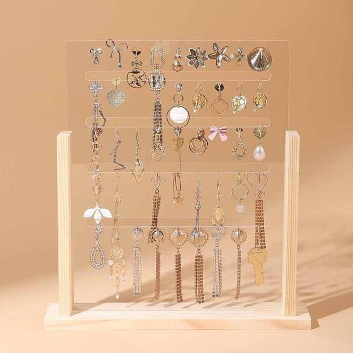 Crofta Acrylic Earring Holder Desk Jewelry Storage Rack for Rings Necklace Earrings