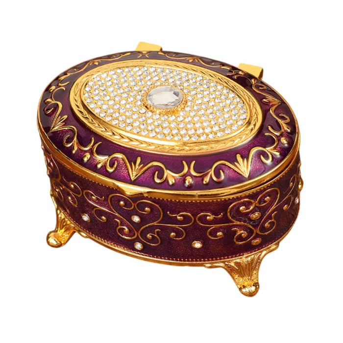 Crofta Metal Jewelry Box Trendy Desk Trinket Organizer for Pendants Earrings Charms Violet