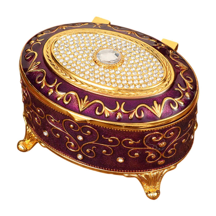 Crofta Metal Jewelry Box Trendy Desk Trinket Organizer for Pendants Earrings Charms Violet