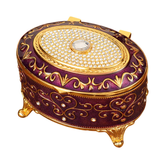 Crofta Metal Jewelry Box Trendy Desk Trinket Organizer for Pendants Earrings Charms Violet