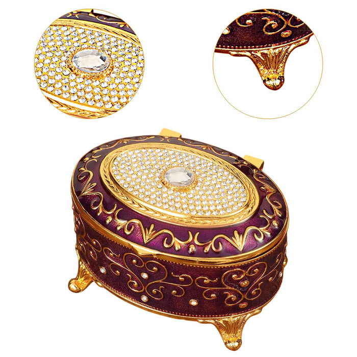 Crofta Metal Jewelry Box Trendy Desk Trinket Organizer for Pendants Earrings Charms Violet