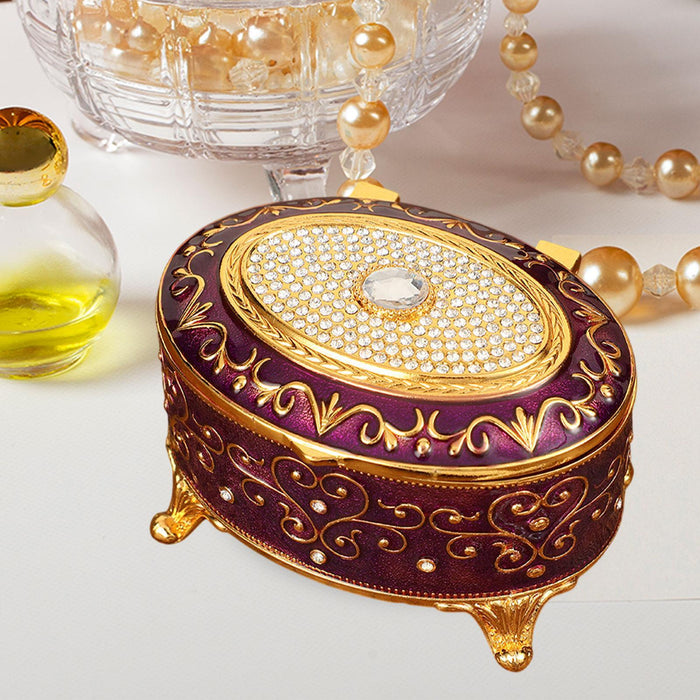 Crofta Metal Jewelry Box Trendy Desk Trinket Organizer for Pendants Earrings Charms Violet