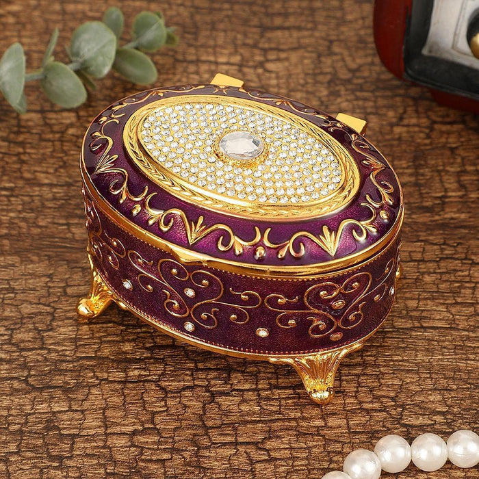 Crofta Metal Jewelry Box Trendy Desk Trinket Organizer for Pendants Earrings Charms Violet