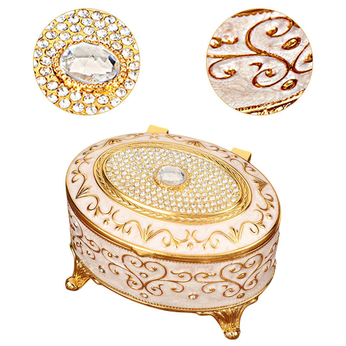 Crofta Metal Jewelry Box Trendy Desk Trinket Organizer for Pendants Earrings Charms Gold White