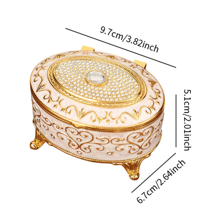 Crofta Metal Jewelry Box Trendy Desk Trinket Organizer for Pendants Earrings Charms Gold White