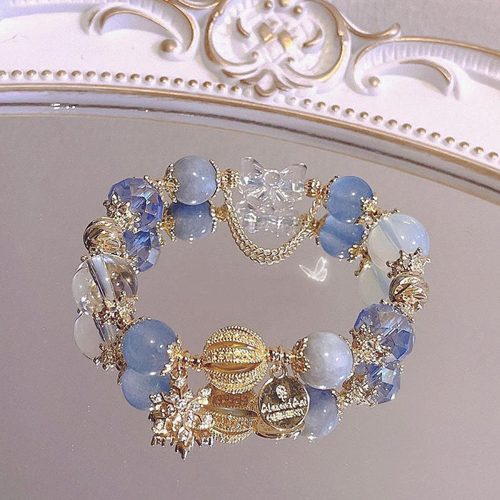 Crofta Women Bracelet Casual Classic Jewelry for Thanksgiving Birthday Gifts Summer Blue Bow