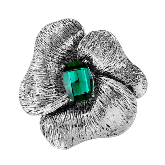 Crofta Flower Brooch Pin Valentine's Day Gift Thanksgiving Antique Style Lapel Pin Green