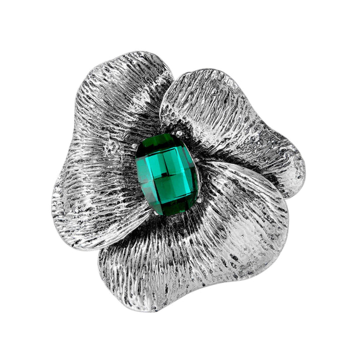 Crofta Flower Brooch Pin Valentine's Day Gift Thanksgiving Antique Style Lapel Pin Green